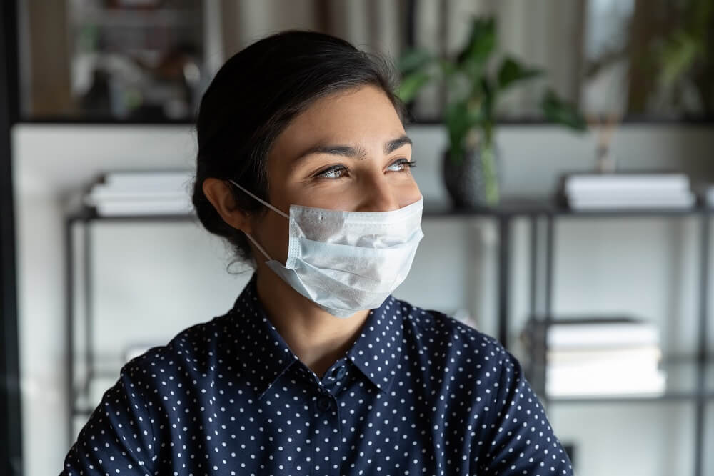Woman wearing mask at hospital